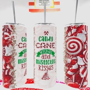 Candy Cane Wishes & Mistletoe Kisses high gloss 20 Ounce Tumbler